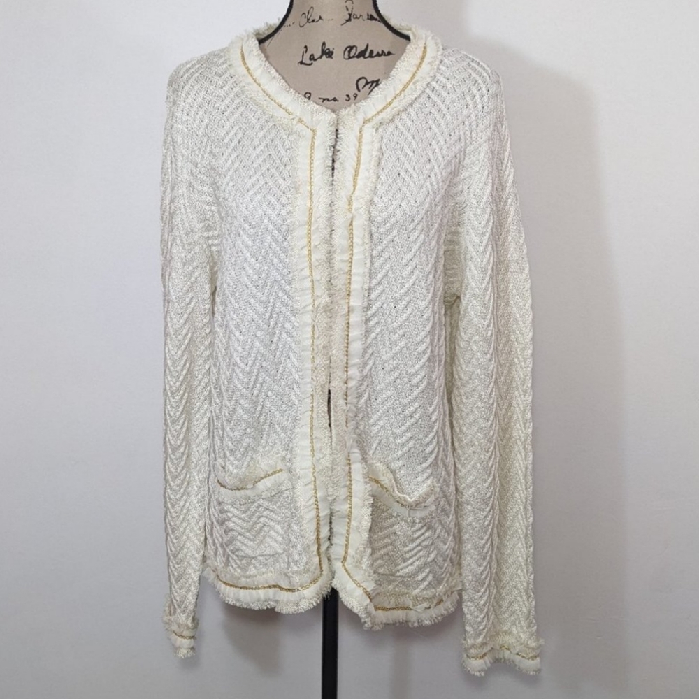 NWT Chico's Cardigan Sweater Women's Size 3 (XL) Long Sleeve Crew Neck Pockets